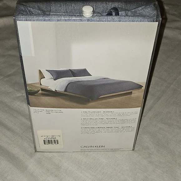 Calvin Klein King Pillowcases Heathered Blue - Picture 4 of 7